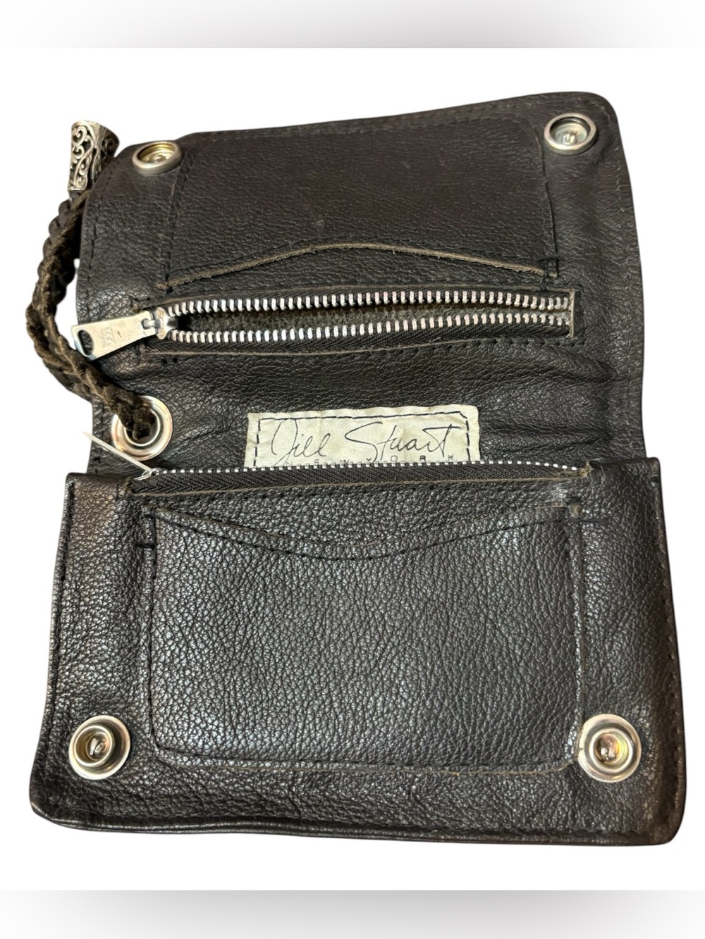 JILL STUART Black Leather Clutch with Silver Medallion Hardware - Picture 3 of 8
